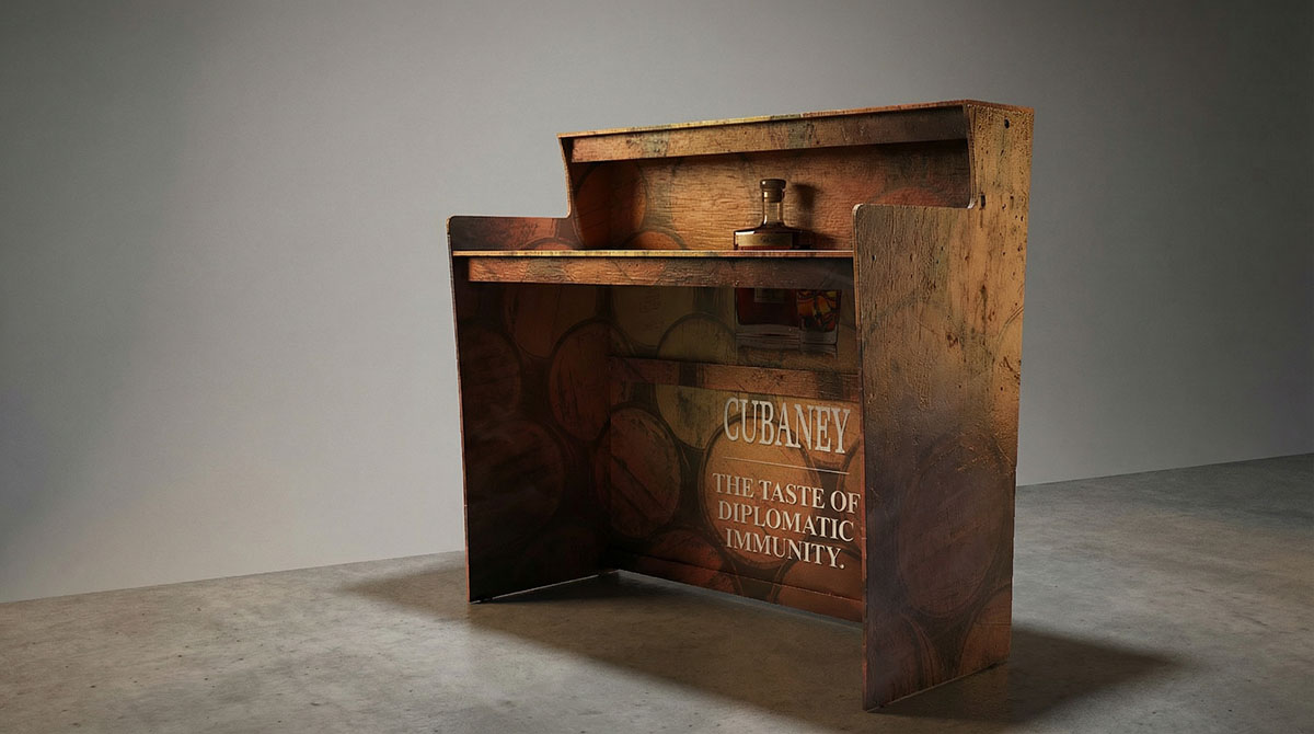 Stand for whiskey bottle in exhibition
